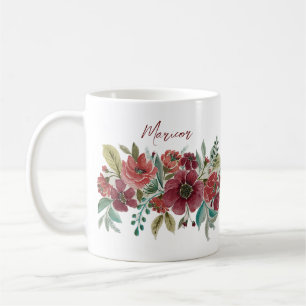 Red Floral Coffee Tasse