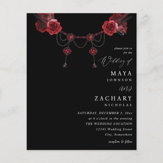 Red Floral & Crystal Wedding - Black Flyer (Vorne)