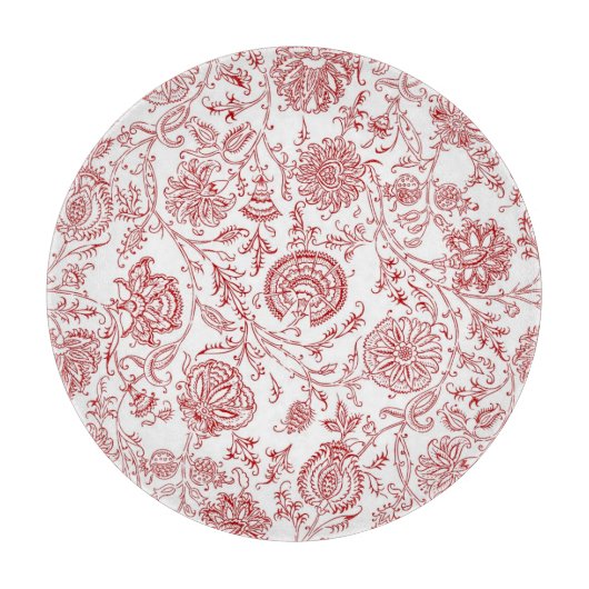 Red Floral Cutting Board Schneidebrett (Vorderseite)