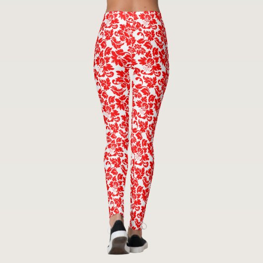 Red Floral Damask Leggings (Rückseite)