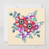 Red floral decoration dankeskarte (Vorderseite)