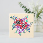 Red floral decoration dankeskarte (Stehend Vorderseite)