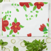 Red Floral Designer Küchentuch (Gefaltet)