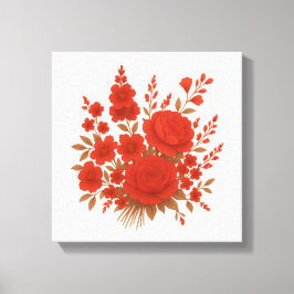 Red Floral Elegant Rose Bouquet Botanical Print Leinwanddruck