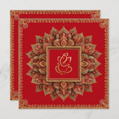 Red Floral Ethnic Ganesh Indian Wedding Einladung (Vorne/Hinten)