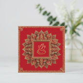 Red Floral Ethnic Ganesh Indian Wedding Einladung (Stehend Vorderseite)