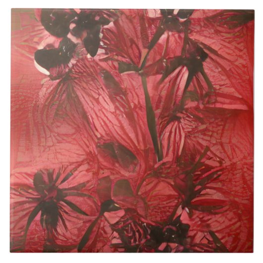 Red Floral Fliese (Vorderseite)