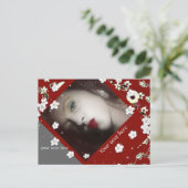 Red Floral Foto Postkarte (Stehend Vorderseite)