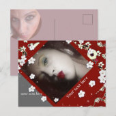 Red Floral Foto Postkarte (Vorne/Hinten)