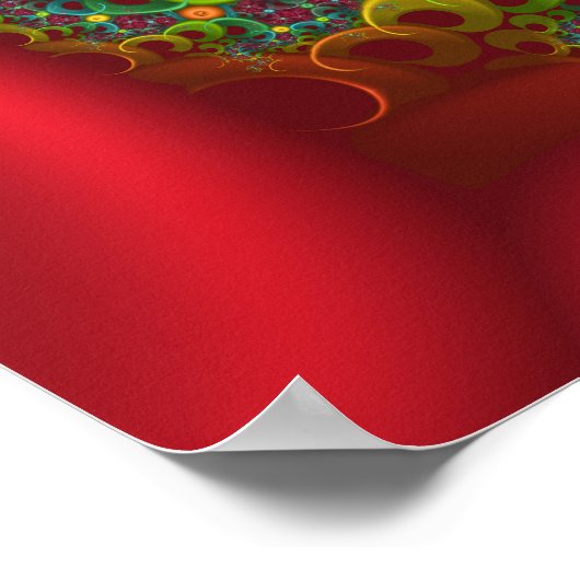 Red Floral Fraktal Poster (Ecke)