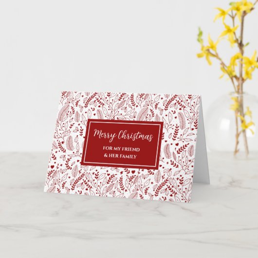Red Floral Friend & Family Frohe Weihnachten Karte (Gelbe Blume)