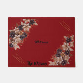 -Red Floral Geometric Welcome Mat Fußmatte (Vorderseite)