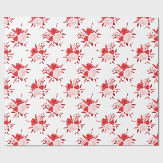 Red Floral Geschenkpapier (Flach)