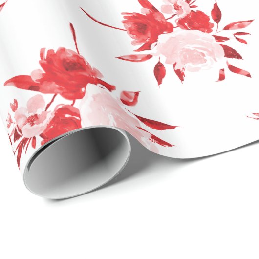 Red Floral Geschenkpapier (Rolleneckpunkt)