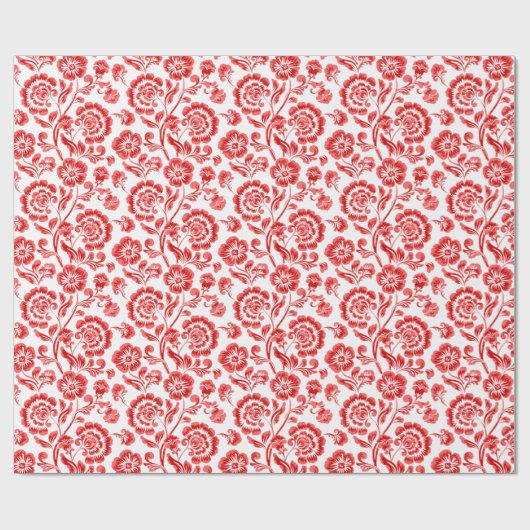 Red Floral Geschenkpapier (Flach)