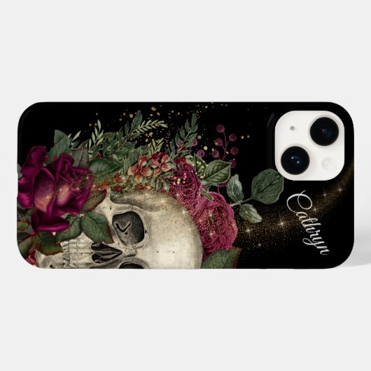 Red Floral Glitzern Skull Personalisiert Case-Mate iPhone Hülle (Rückseite (Horizontal))