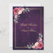 Red Floral Gold Frame muslimische Hochzeit Einladung (Rückseite)