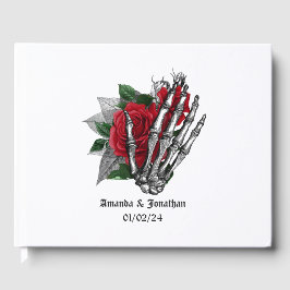 Red Floral Gothic Wedding Gästebuch