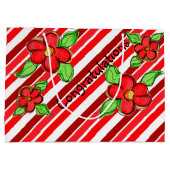 Red Floral Gratulationen Geschenktasche Große Geschenktüte (Rückseite)