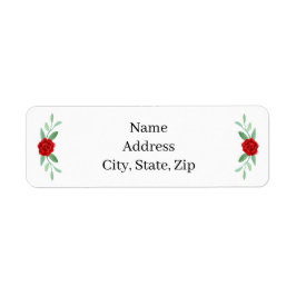 Red Floral Greenerage Foliage Address Labels