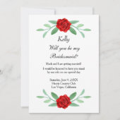 Red Floral Greenerity Foliage Bridesmaid Card Einladung (Vorderseite)