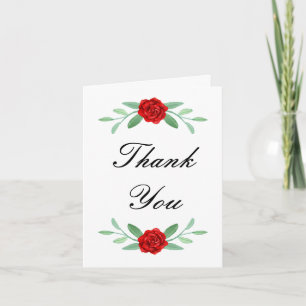 Red Floral Greenerity Foliage Danke Karte