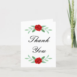 Red Floral Greenerity Foliage Danke Karte
