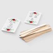 Red Floral Greenery Foliage Wedding Program Fans Fächer (Non-assembled)