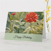 Red Floral - Happy Birthday Card Karte (Gelbe Blume)
