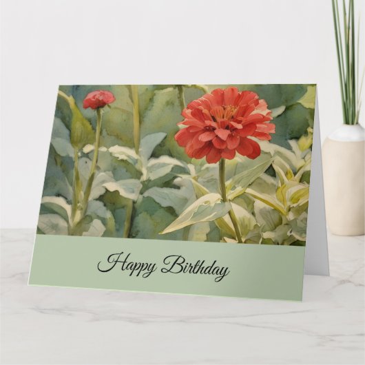 Red Floral - Happy Birthday Card Karte (Vorderseite)