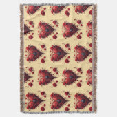 Red Floral Heart Design With Blooming Flowers Decke (Vorderseite Vertikal)