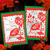 Red Floral Heart Papel Picado Mexikanische Hochzei