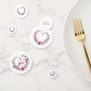 Red Floral Hearts Brautparty Konfetti