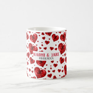 Red Floral Hearts Kaffeetasse