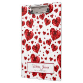 Red Floral Hearts Klemmbrett (Links)