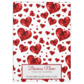 Red Floral Hearts Klemmbrett (Rückseite)