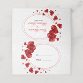 Red Floral Hearts Platzkarte (Außenseite Aufgefaltet)