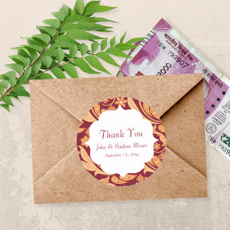 Red Floral Henna Gastgeschenk Hochzeit Runder Aufkleber