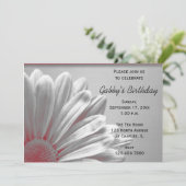 Red Floral Highlights Geburtstagsparty Einladung (Stehend Vorderseite)