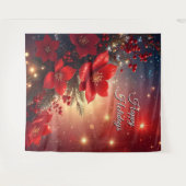 Red Floral Holiday Backdrop Wandteppich (Vorderseite (Horizontal))