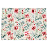 Red Floral Holiday Geschenktasche Große Geschenktüte (Rückseite)