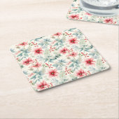Red Floral Holiday Paper Untersetzer (angewinkelt)