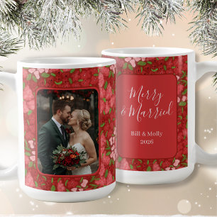 Red Floral Holiday Personalisiertes Foto Kaffee Ta Kaffeetasse
