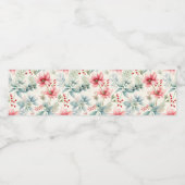 Red Floral Holiday Wasserflaschenetikett (Einzelnes Label)