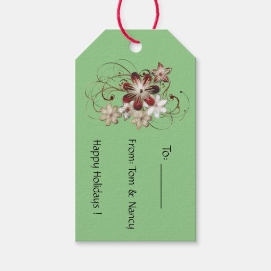 Red Floral Holidays Geschenkanhänger (Vorderseite)