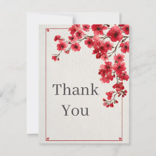 Red Floral Imitats Textur Papier Danke Karte