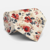 Red Floral Krawatte (Gerollt)