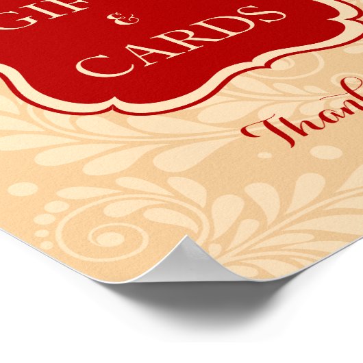 Red Floral Line Kunst - Geschenke & Karten Untersc Poster (Ecke)