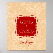 Red Floral Line Kunst - Geschenke & Karten Untersc Poster (Vorne)