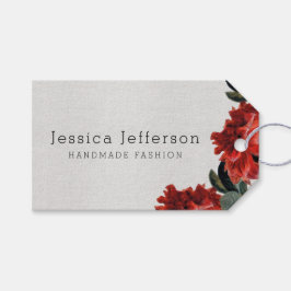 Red Floral Linen Textur Custom Price Hang Tag Geschenkanhänger